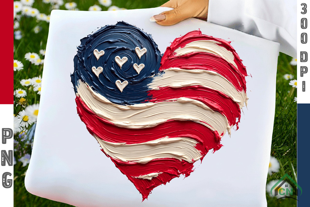 Brushstroke American Flag Heart Png, an Illustration by Craft Nest (Photo 1 of 6)
