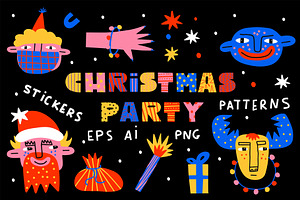 80s Christmas vibrant crazy stickers