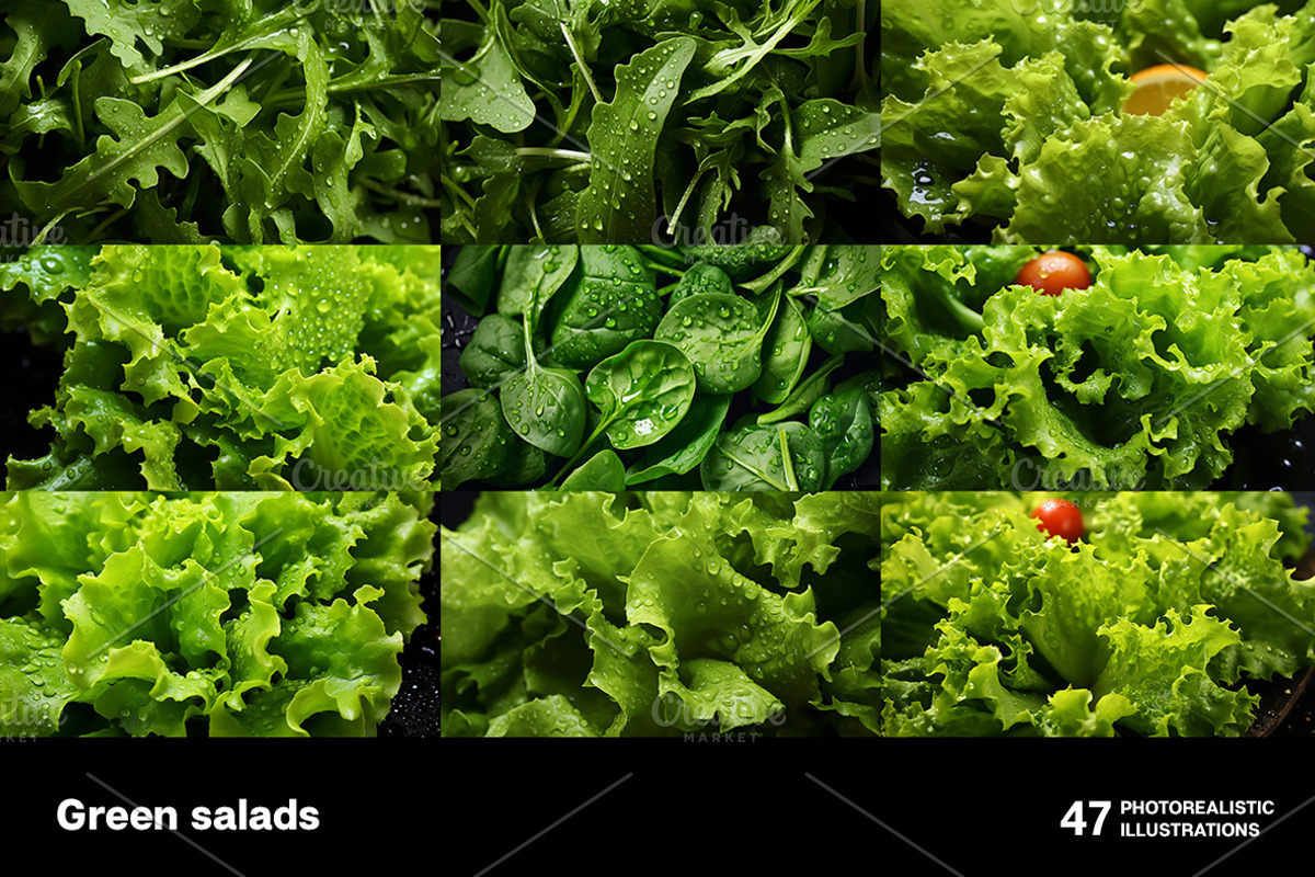 Green Salads. 47 images, a Food & Drink Photo by Handmadefont (Photo 10 of 12)