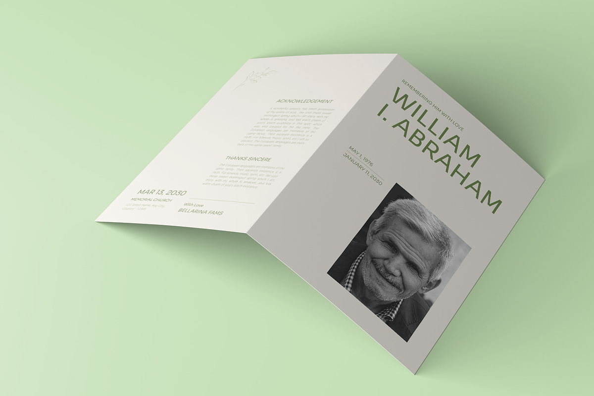 White Minimal Funeral Program, a Brochure Template by Neermana (Photo 2 of 4)