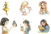 Whimsical Cute Girl Clipart, an Illustration by Designking (Thumbnail 3 of 4)
