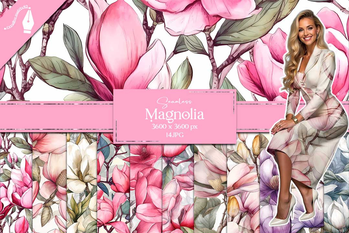 Magnolia Seamless Digital Paper, a Texture Graphic by Creative Matrix82 (Photo 1 of 4)