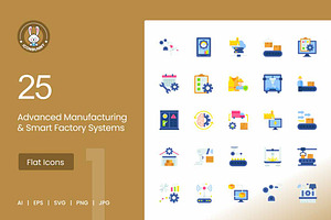 25 Smart Factory Icons., a Solid Icon by IconBunny