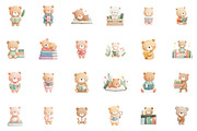 Cute Teddy and Vintage Books Clipart, an Illustration by Sublimation Artist (Thumbnail 2 of 6)
