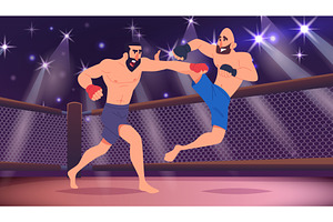 MMA fighters. aggressive sport, a Sport Illustration by Onyx