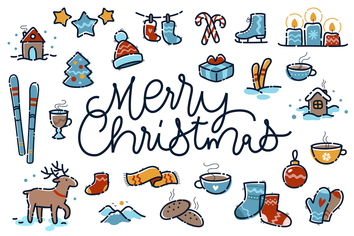 Merry Christmas small clipart, an Illustration by Nina's Illustration Shop (Photo 1 of 3)
