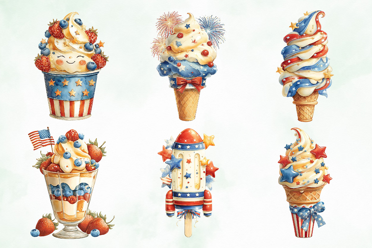 Whimsical Patriotic Ice-Cream, a Seasonal Illustration by Creative Art (Photo 3 of 8)