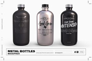 Plastic Metal Round Bottles Mockup