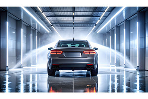 A luxury car in a high-tech car wash, a Transportation Photo by Igor Tichonow
