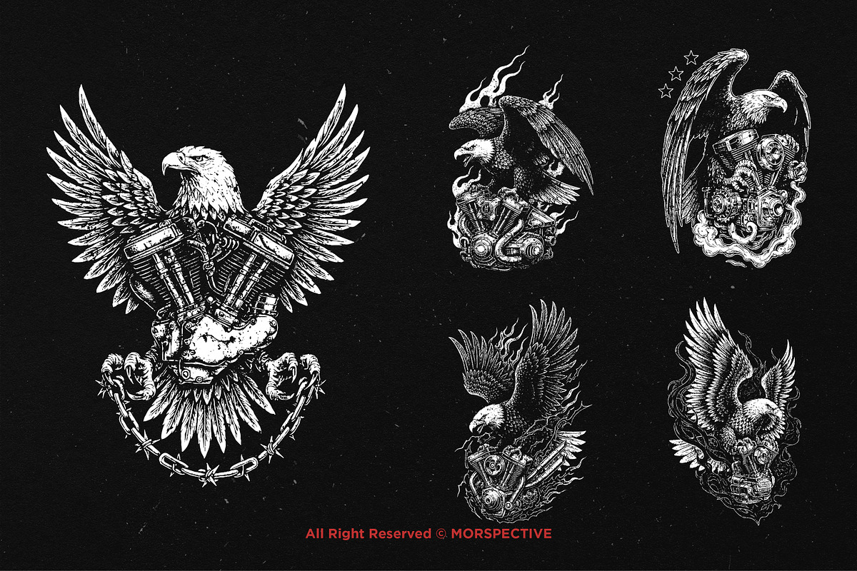 10 Bundle Dark Art Eagle Engine Bird, an Illustration by Morspective (Photo 5 of 7)