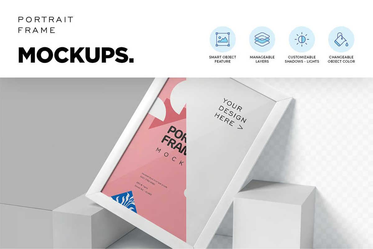 Portrait Frame Mockups, an Advertising Mockup by megostudi0 (Photo 6 of 6)