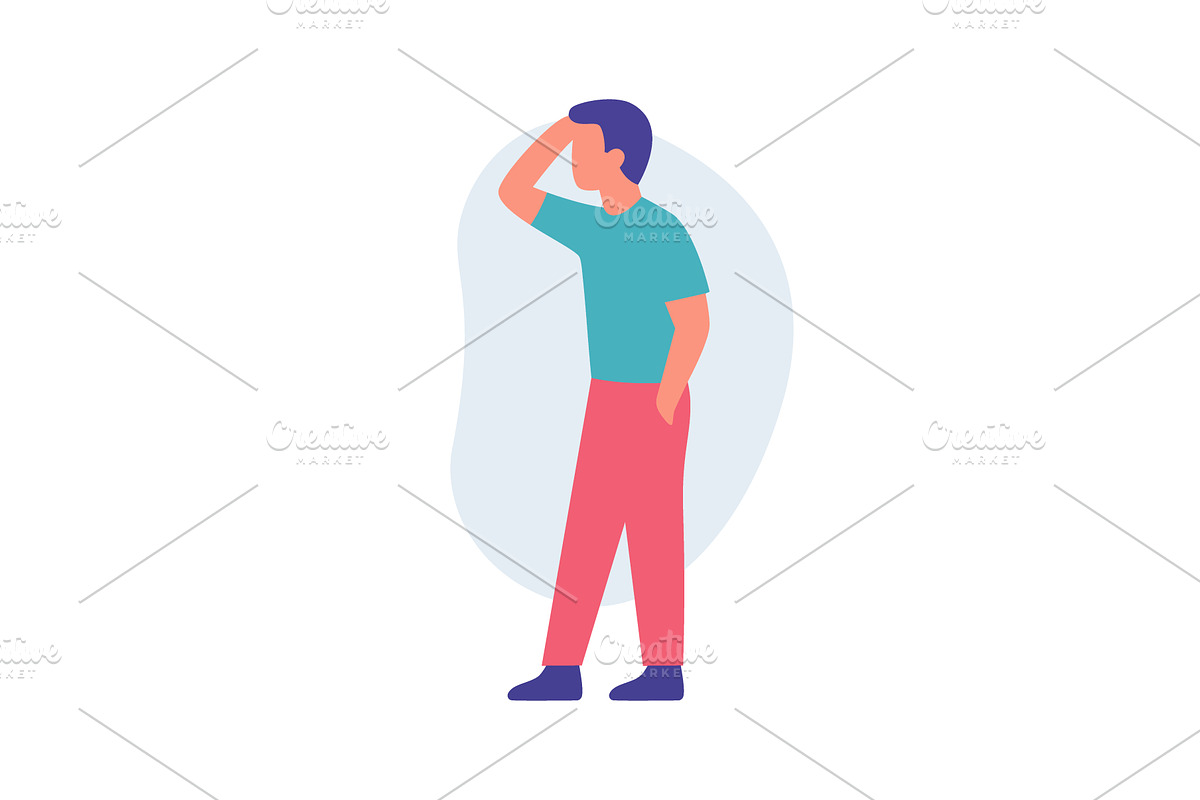 Man with one hand in pocket shading, an Object Illustration by GraphiShop