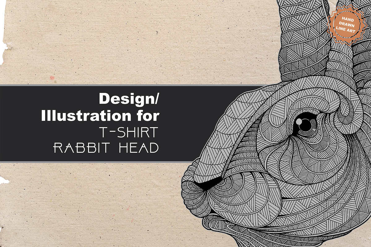 Rabbit T-shirt design (Hand drawn), an Illustration by Soir Creative (Photo 1 of 3)