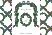 Christmas Wreaths Clipart Collection, a Decorative Illustration by LABFcreations (Thumbnail 1 of 4)
