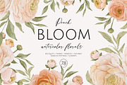 Peach BLOOM watercolor florals, a Decorative Illustration by Yuliia Lashevska (Thumbnail 1 of 14)