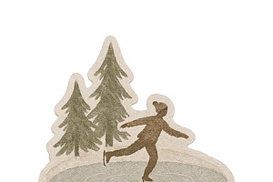 Ice skating silhouette on winter pon, an Illustration by Dvoevnore photos