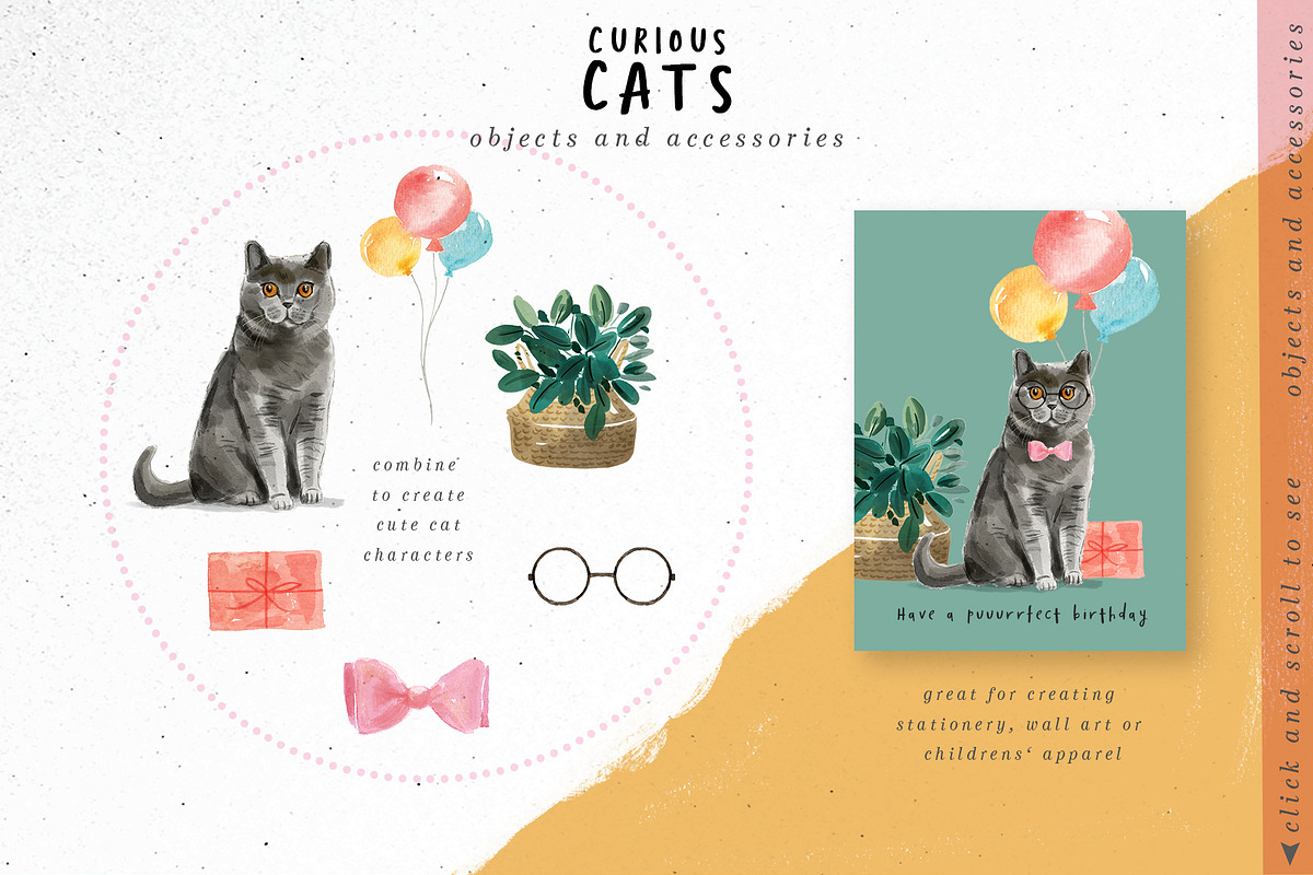 Curious Cats Feline Clipart, an Animal Illustration by Twigs and Twine (Photo 9 of 11)