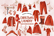 Christmas Laundry Clipart Set, an Illustration by TatiMockup (Thumbnail 1 of 4)
