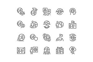 Line Global Business Icons