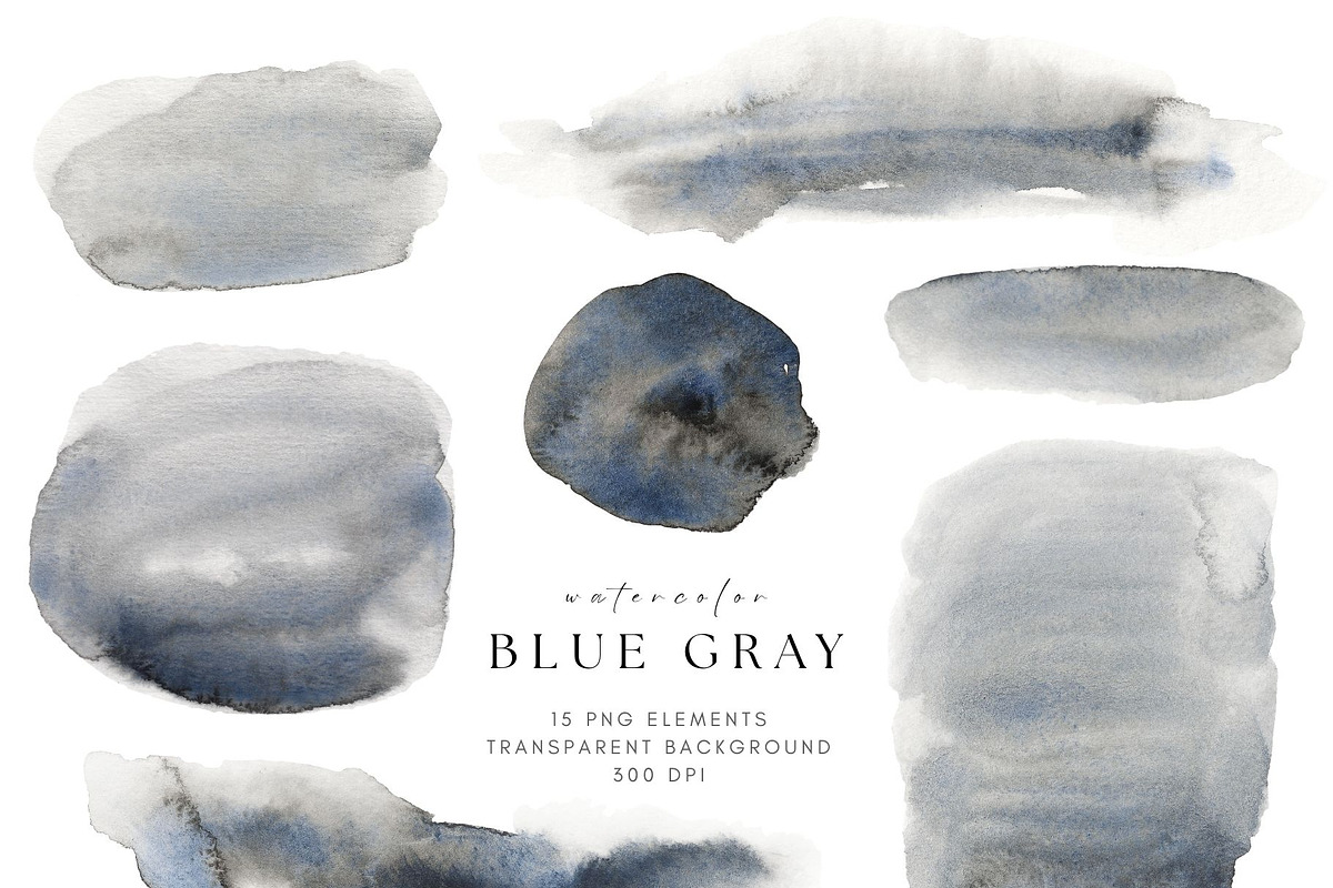 Watercolor Blue Gray Shapes, a Texture Graphic by Kolorata Art (Photo 3 of 5)