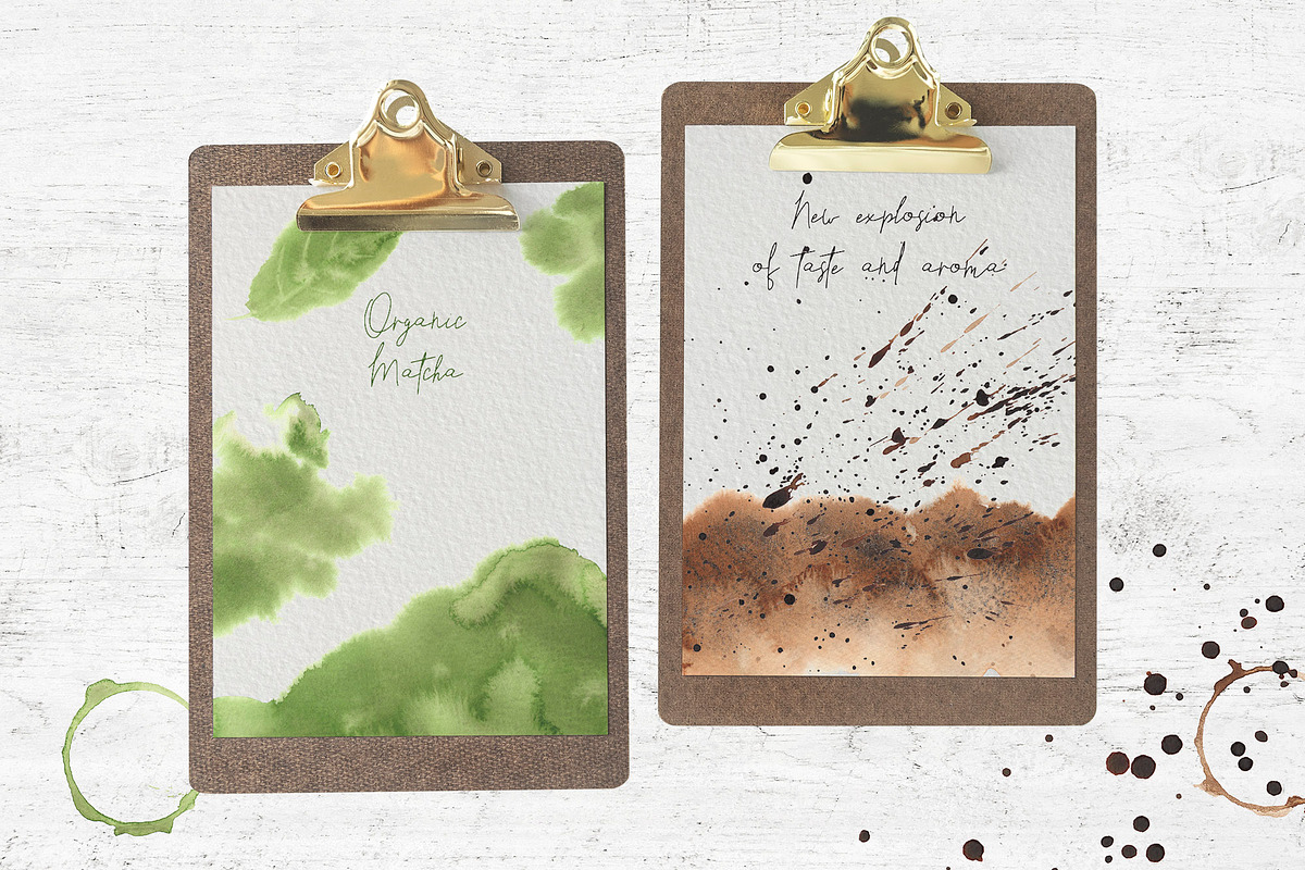 Coffee And Matcha Watercolor, an Object Graphic by Cat In Colour (Photo 9 of 10)