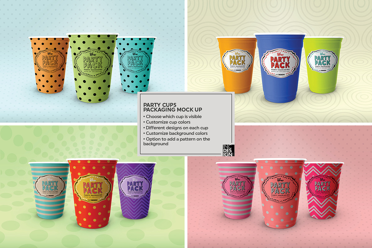 Party Cups Mockup, a Cups & Container Mockup by INCDesign (Photo 2 of 6)