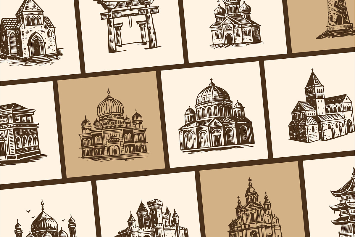 Vintage Building Illustration Set, a Decorative Illustration by Creative Stall (Photo 6 of 10)