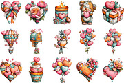 Whimsical Valentines Day Clipart, an Illustration by Designking (Thumbnail 3 of 5)