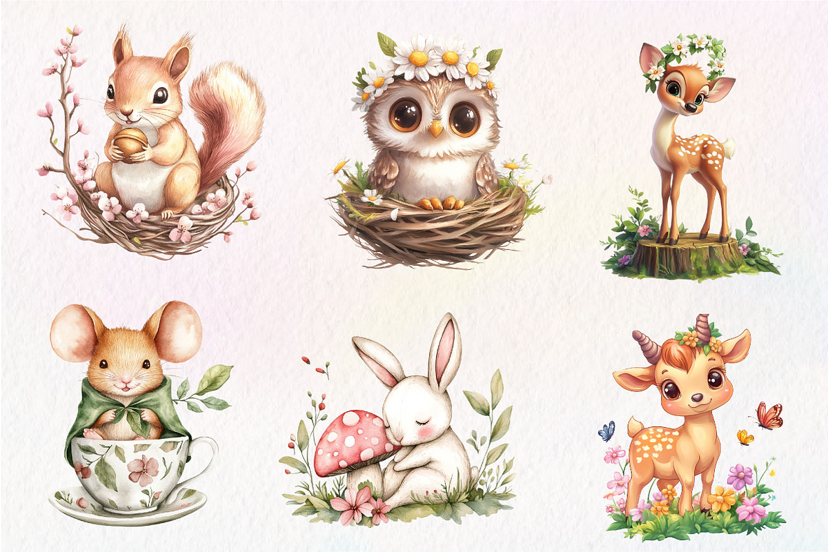 Sweet Woodland Floral Animal, an Illustration by CreationArt (Photo 6 of 9)