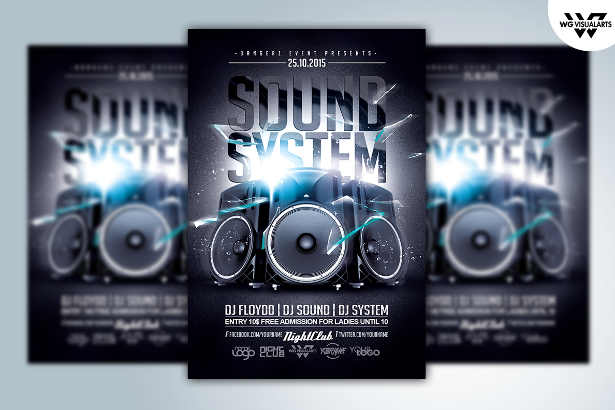 SOUND SYSTEM Flyer Template, a Flyer Template by WG DESIGN