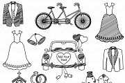 Doodle Wedding Photoshop Brushes preview 2