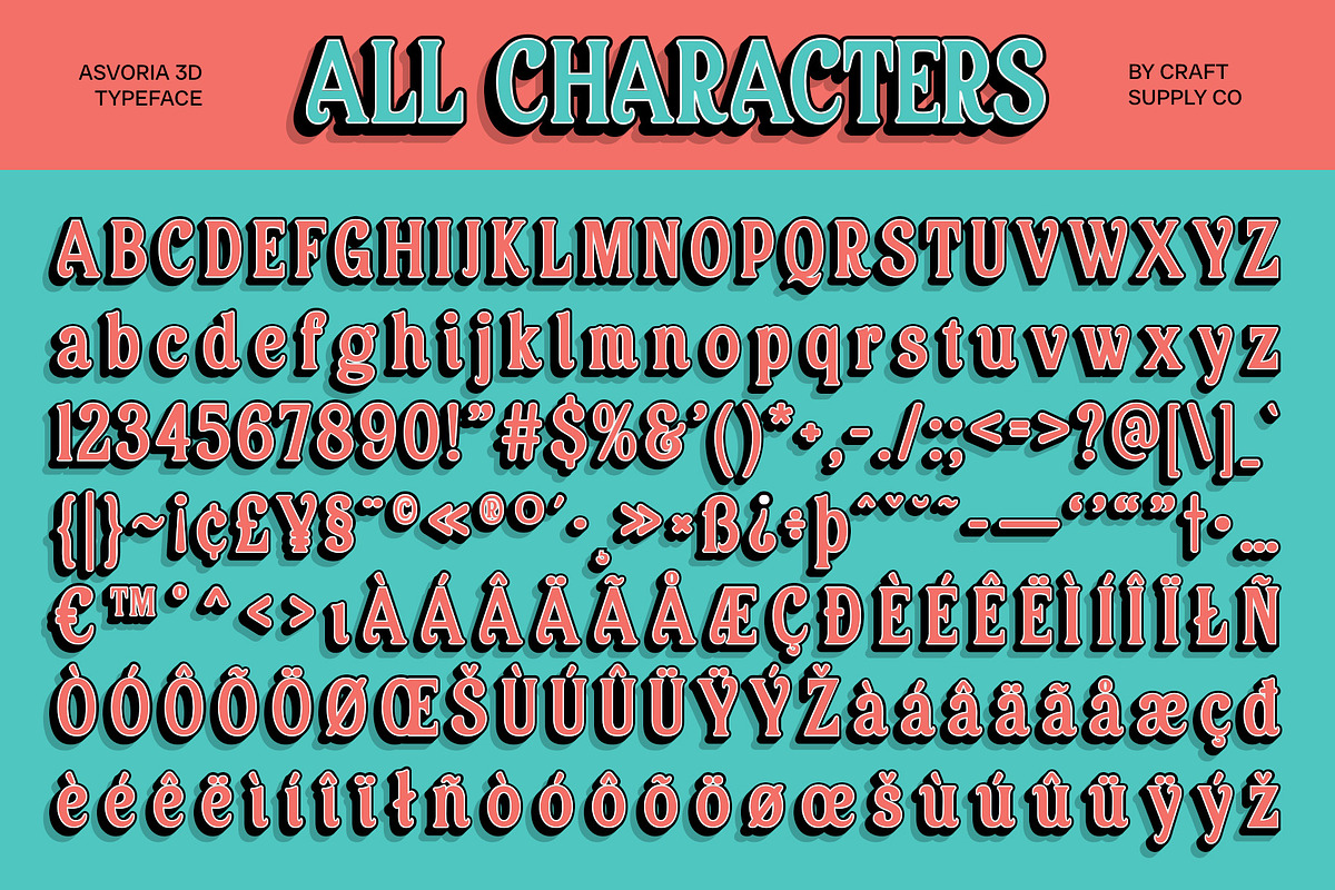 Asvoria 3D, a Serif Font by Craft Supply Co. (Photo 8 of 8)