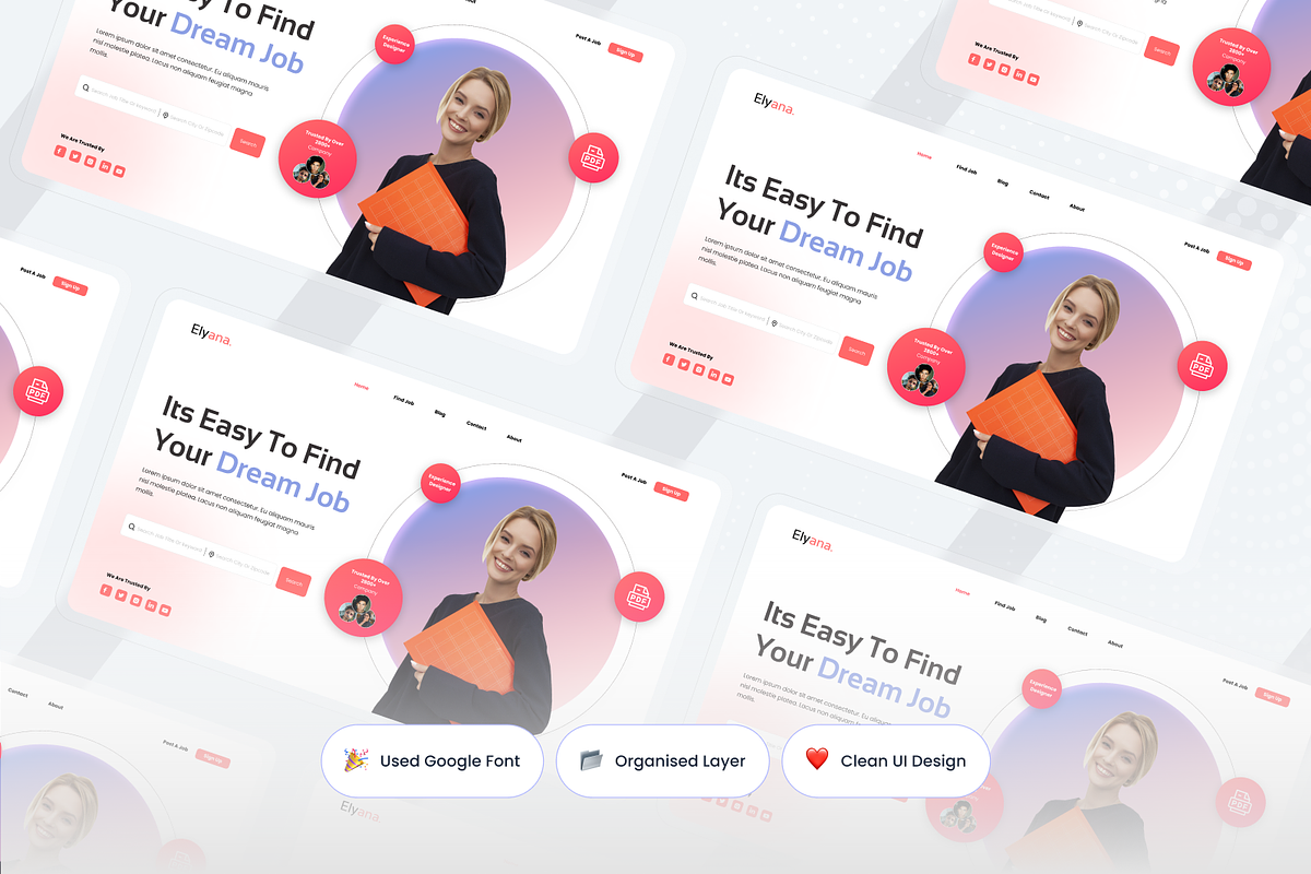 Elyana - Job Finder Hero Header, an UI Kit Template by SquidPixey (Photo 2 of 3)