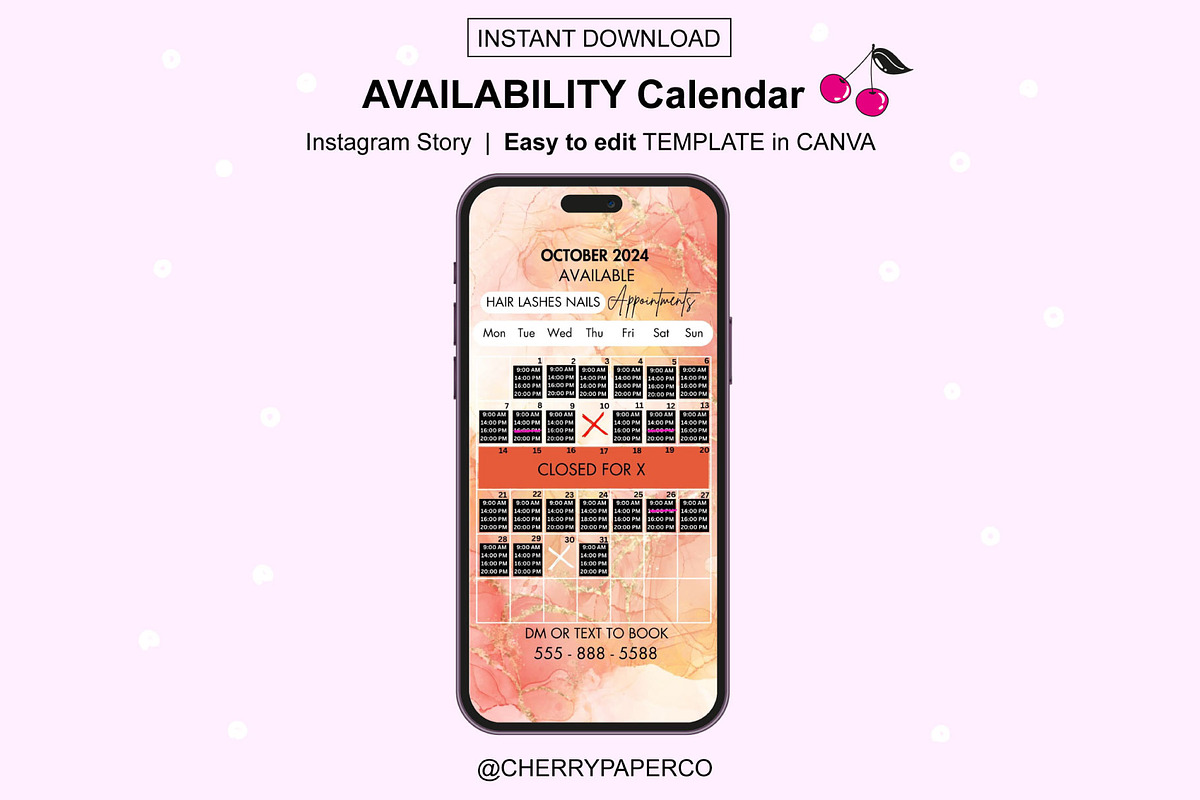 Instagram Story Calendar - OCTOBER, a Social Media Template by Cherry Paper Co (Photo 2 of 2)