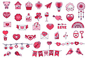 Valentine's Day Retro clip art set, an Illustration by VectoriyA (Thumbnail 3 of 3)