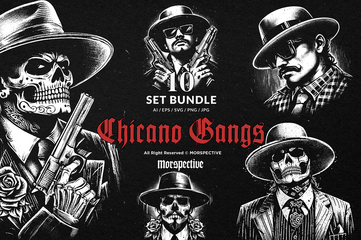 10 Bundle Dark Art Chicano Gangster, an Illustration by Morspective (Photo 1 of 7)
