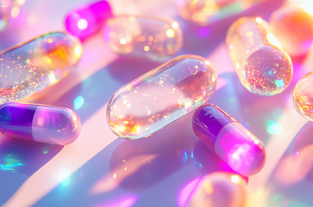 Vibrant Capsules and Soft Gel Pills in Colorful Light, an Abstract Photo by Natalia Klenova's Shop