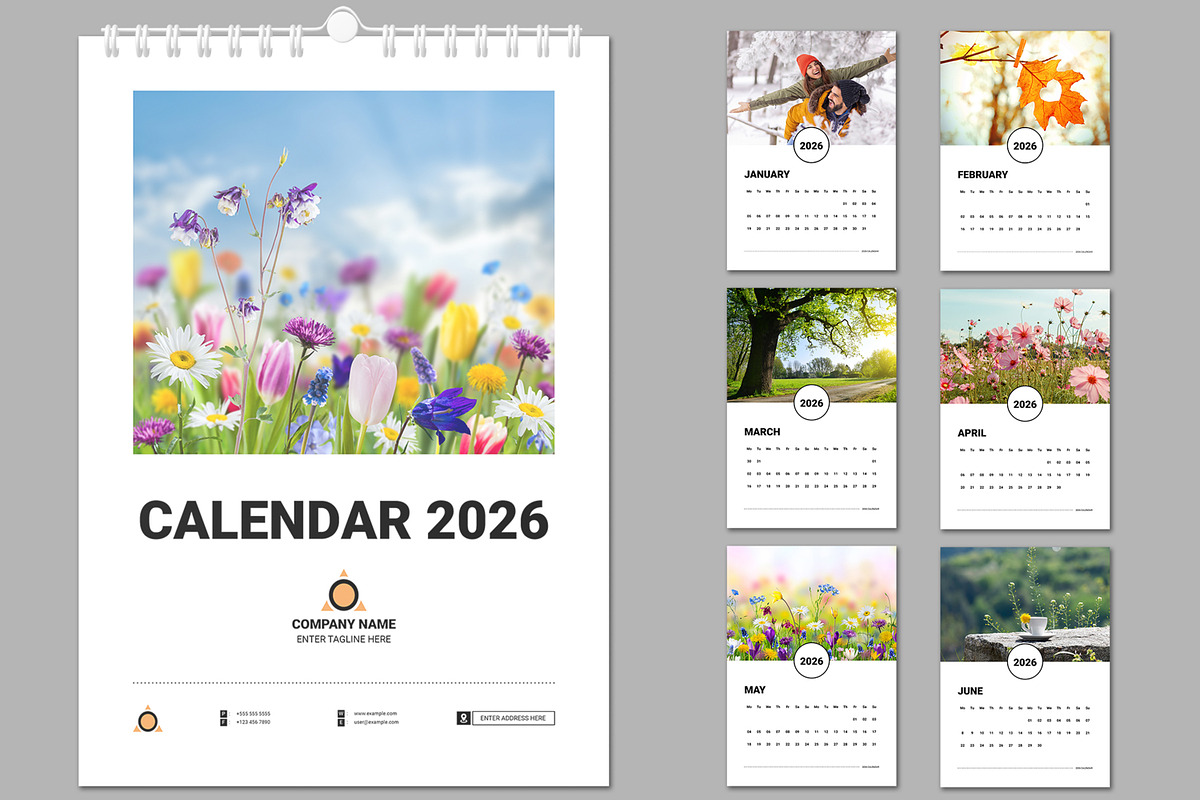 2026 Floral Wall Calendar Template, a Stationery Template by ContestDesign (Photo 1 of 5)