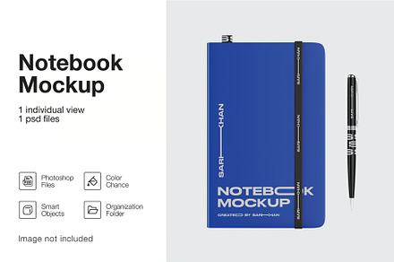 Notebook with Pen Mockup, a Pens & Pencil Mockup by zphotographystudio