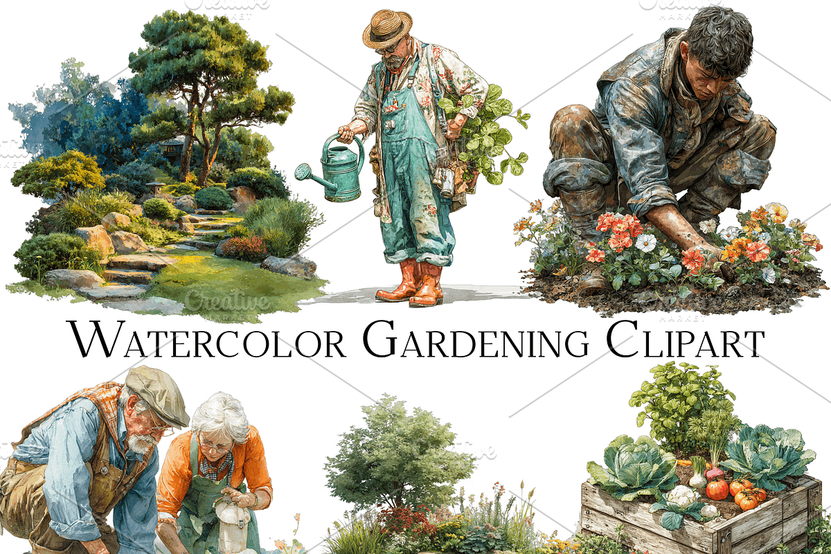 Watercolor Gardening Clipart, an Object Graphic by ArtisticTimberStudio (Photo 2 of 2)