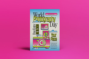 Blue Y2K World Photography Day Flyer