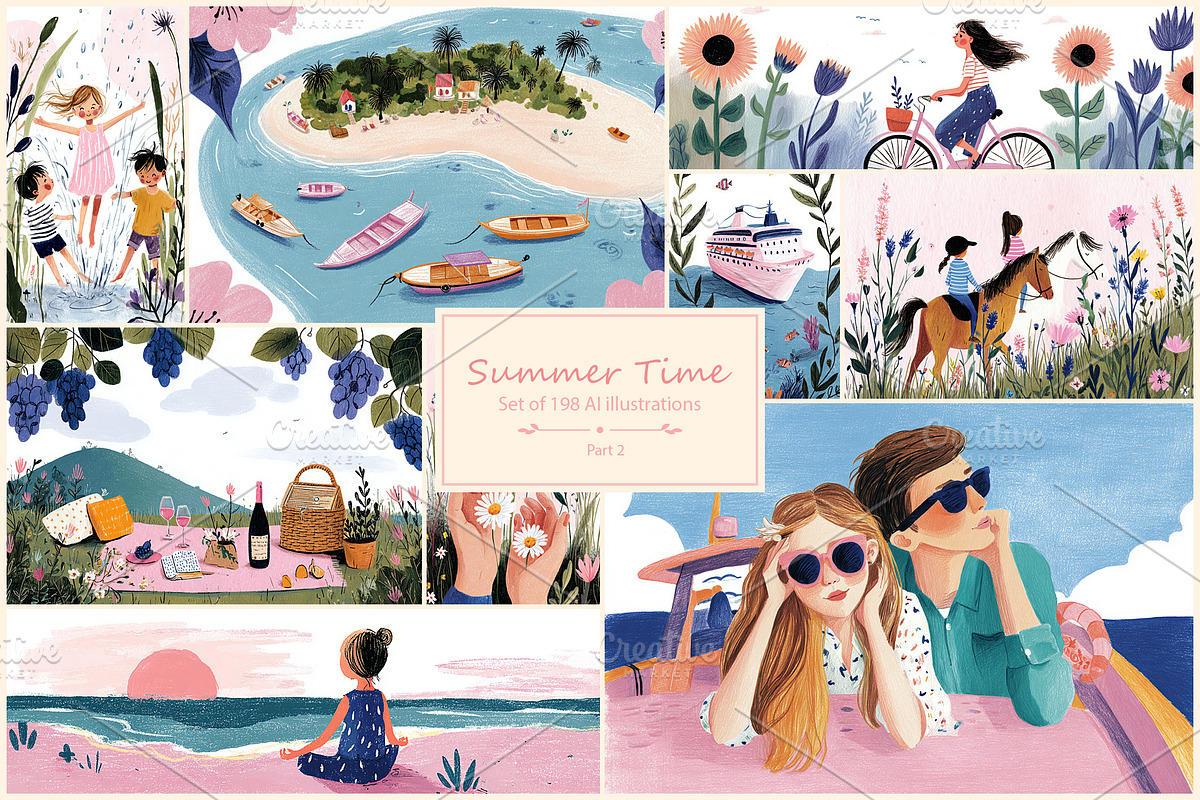 Summer- 198 AI illustrations, a Seasonal Illustration by Pundateam (Photo 1 of 6)
