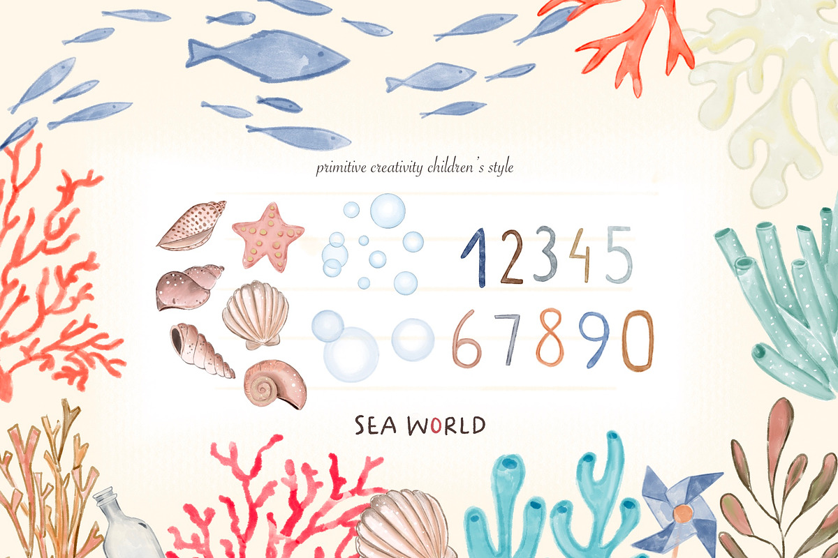 Sea world ,Baby pictures,PNG clipart, a Decorative Illustration by Hello My Print (Photo 5 of 9)