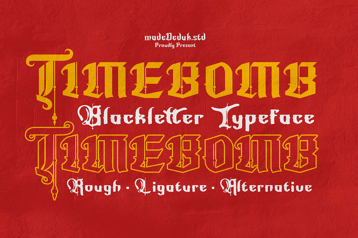 Timebomb Blackletter, a Blackletter Font by madeDeduk (Photo 1 of 14)