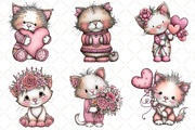 Whimsical Valentine Cat Clipart, an Illustration by Black Bird Studio (Thumbnail 2 of 6)