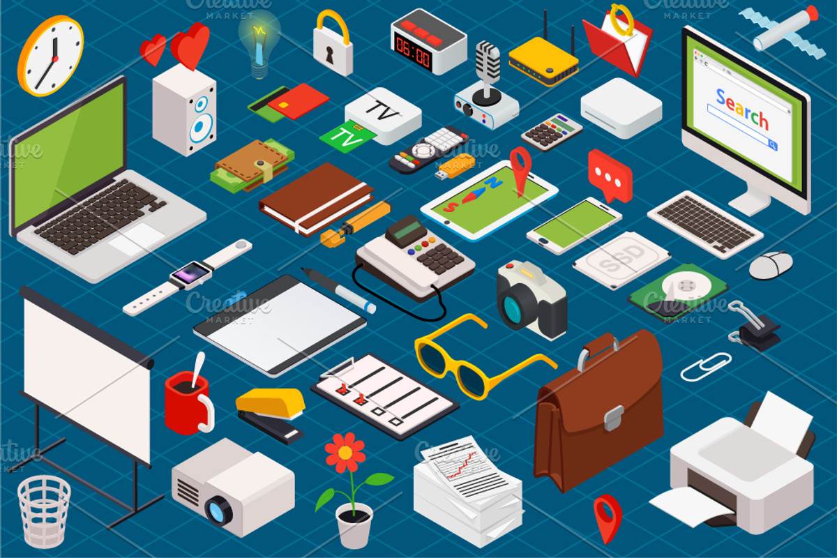 Isometric Workspace, a Technology Illustration by NKuvshinov (Photo 1 of 5)
