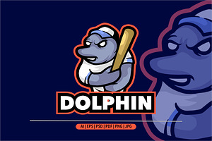 Dolphin baseball mascot logo, a Branding & Logo Template by Bayuktx