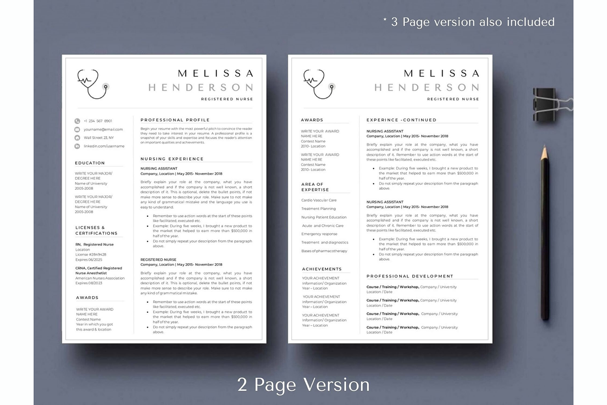 Registered nurse resume template, cv, a Resume Template by Climbwithelevator (Photo 2 of 11)