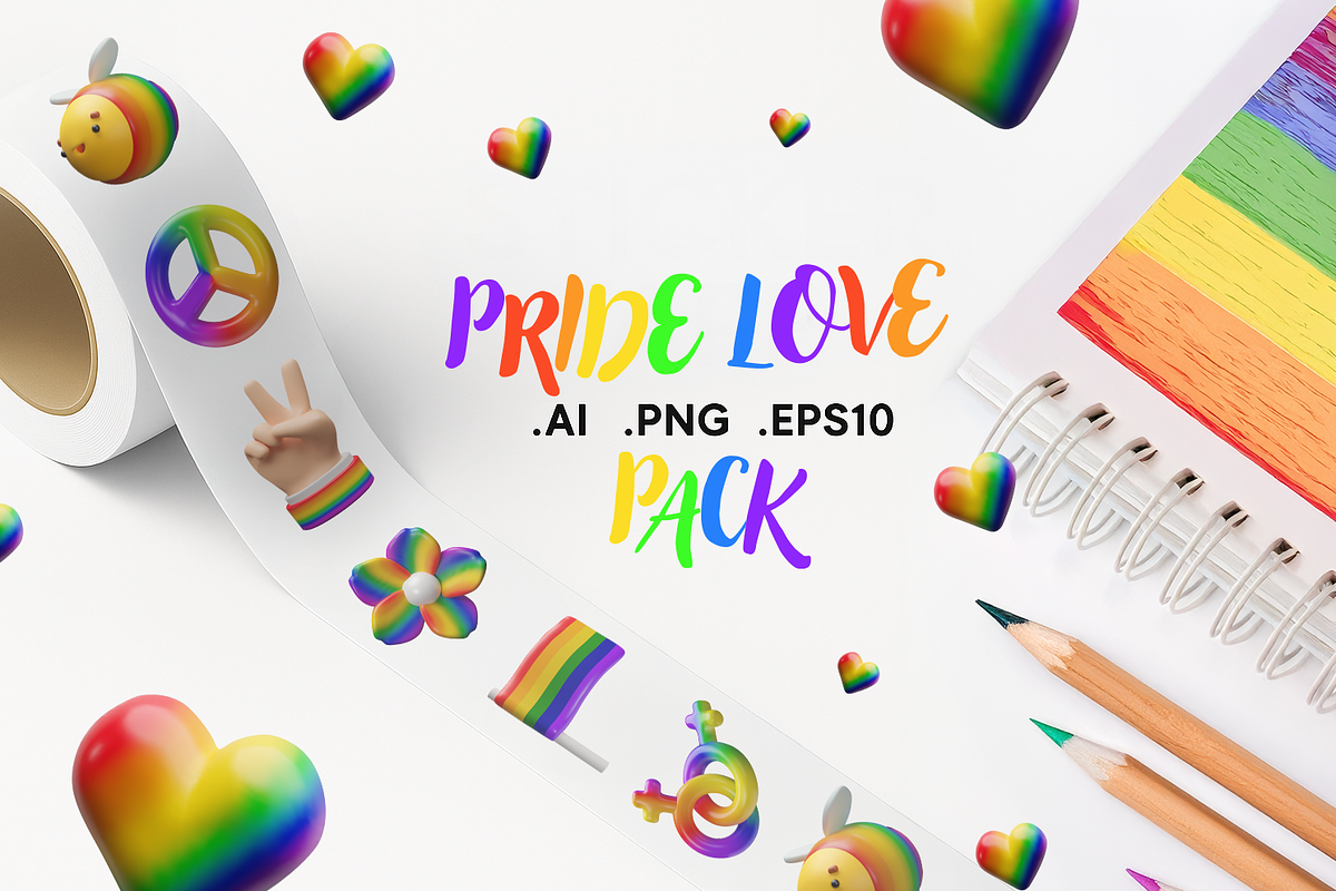 Pride Love Pack vector 3D, a Seasonal Illustration by Arhipteia (Photo 3 of 8)