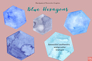 Blue Watercolor Hexagon Graphics, an Object Graphic by LittleAcornGraphics (Thumbnail 5 of 5)